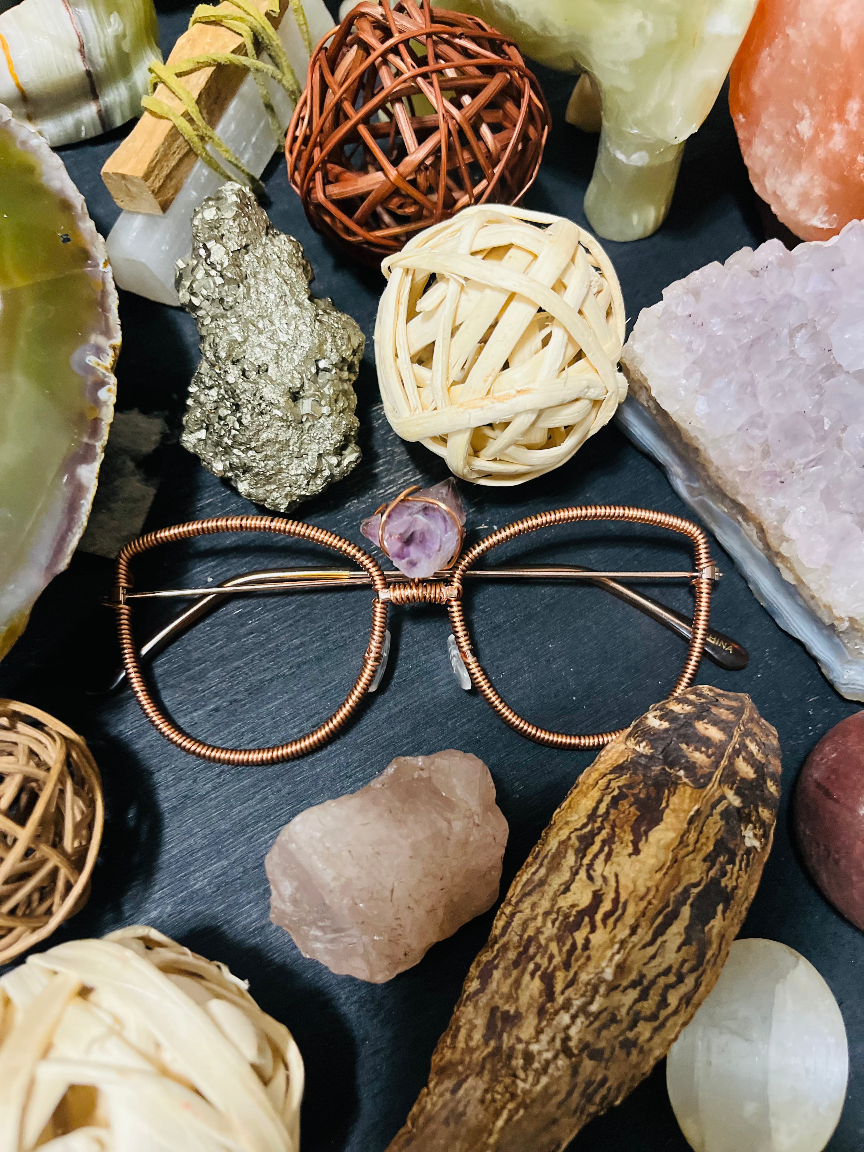 Handcrafted Amethyst Copper Crystal Eyewear
