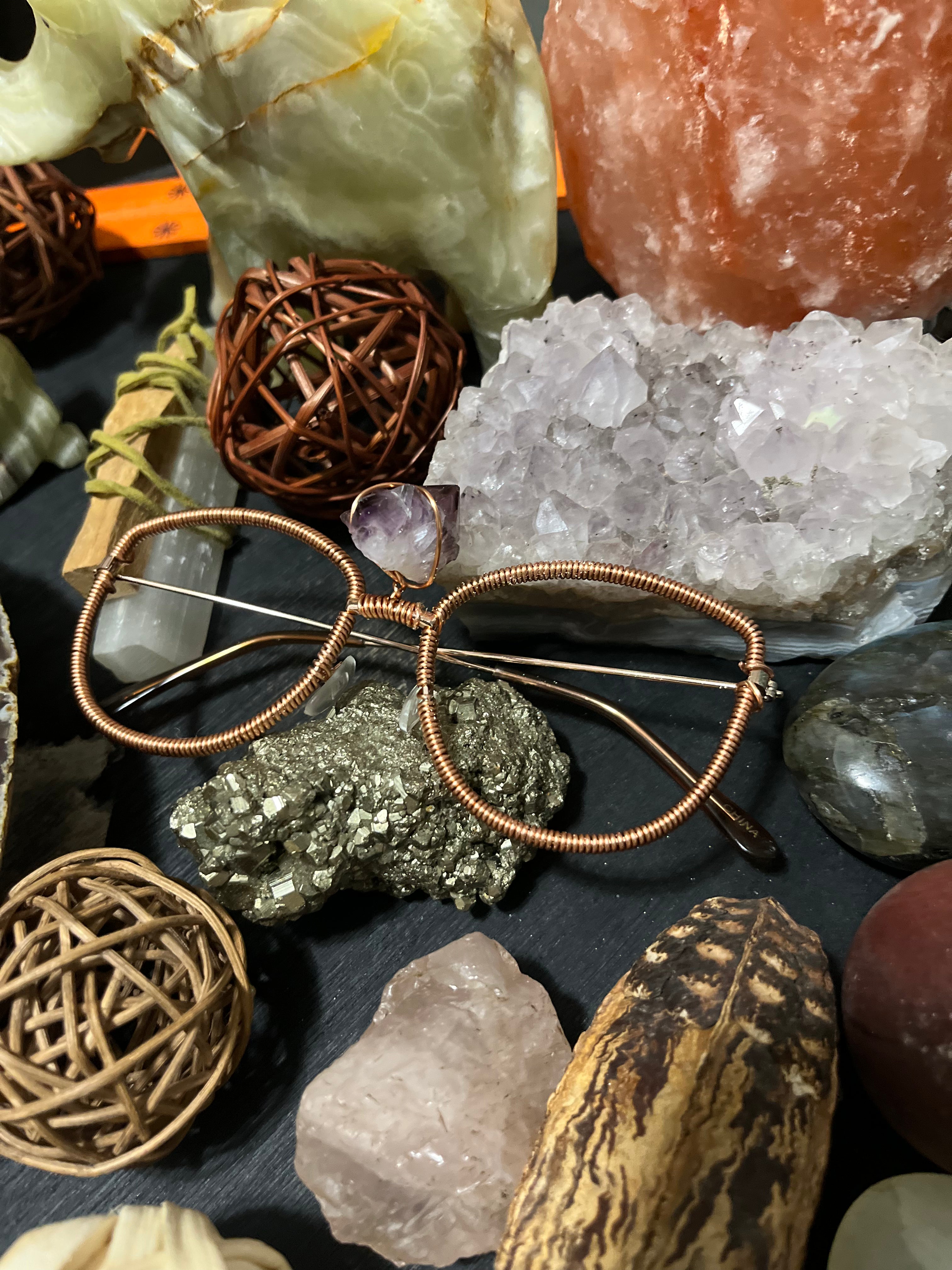 Handcrafted Amethyst Copper Crystal Eyewear