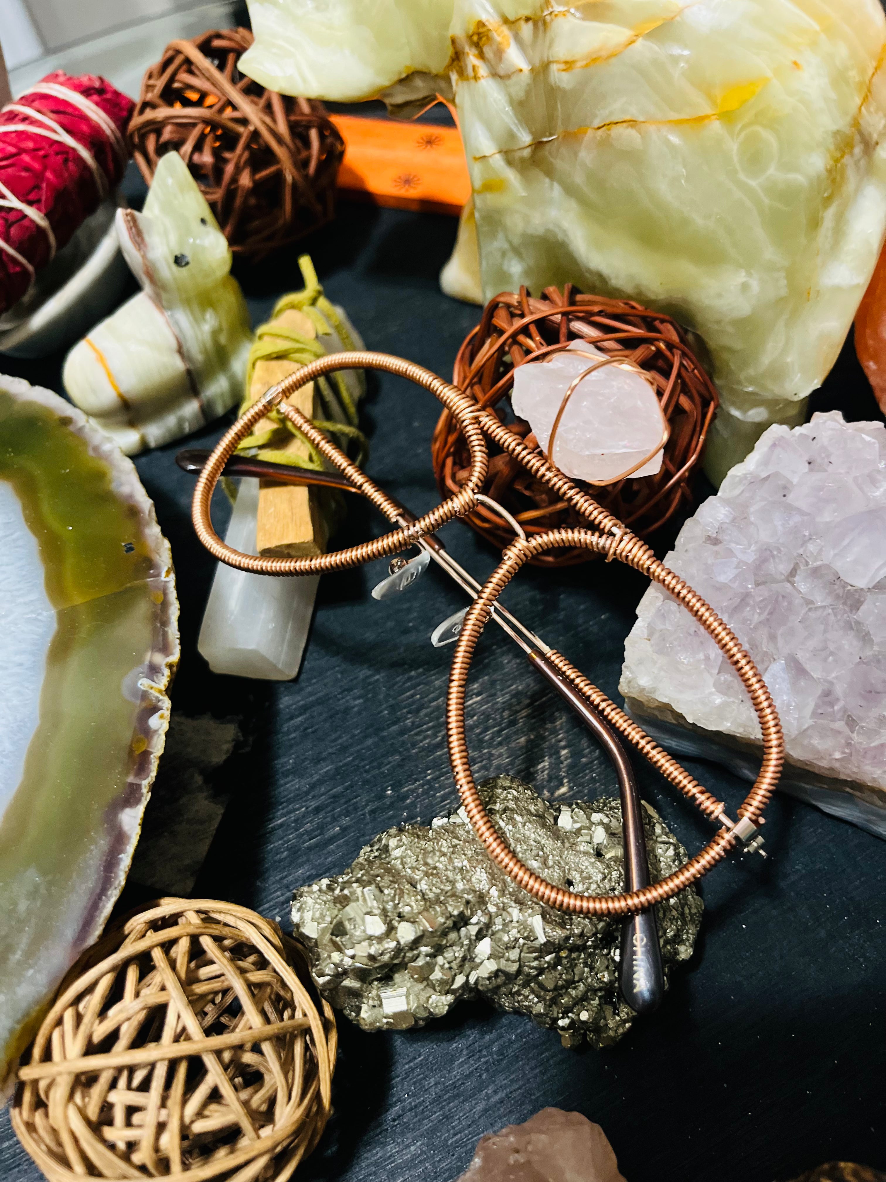Handcrafted Rose Quartz Copper Crystal Eyewear