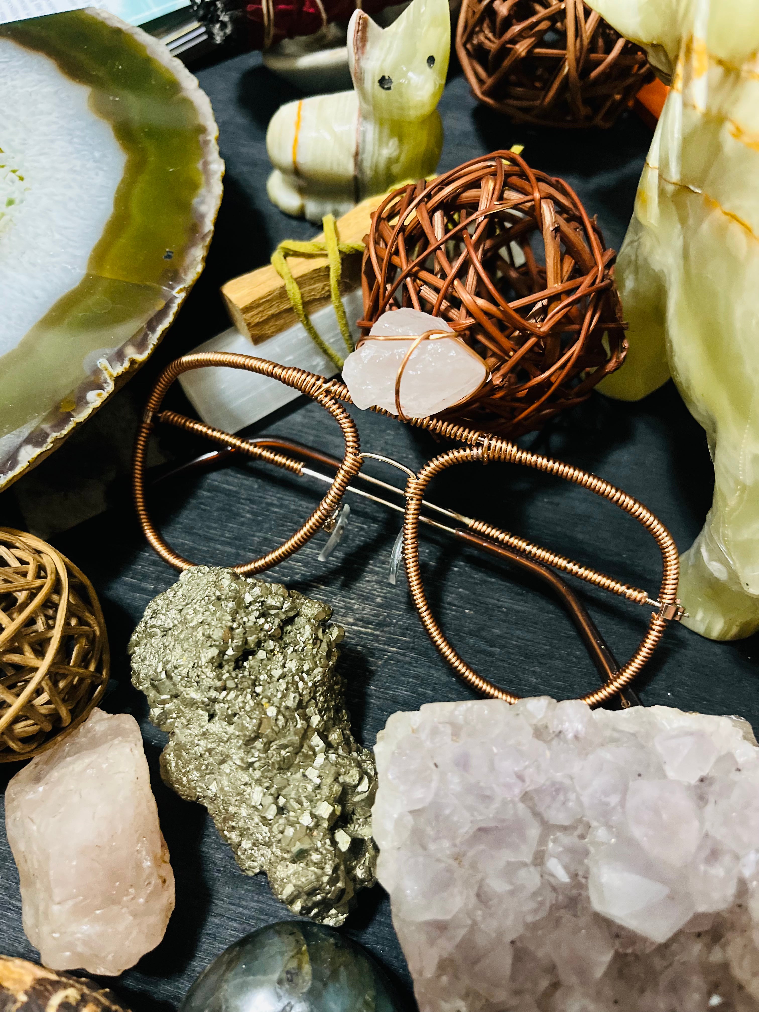 Handcrafted Rose Quartz Copper Crystal Eyewear