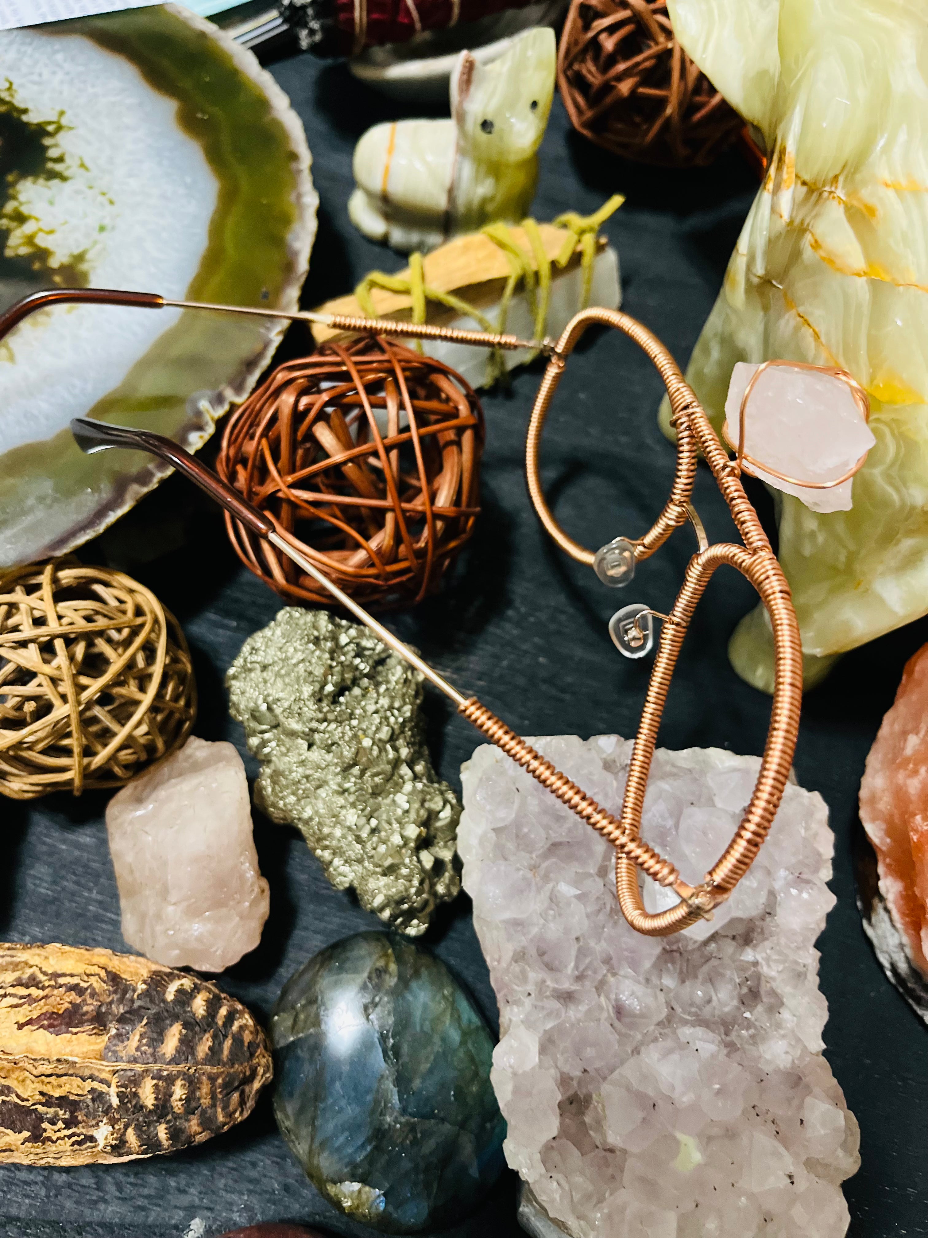 Handcrafted Rose Quartz Copper Crystal Eyewear